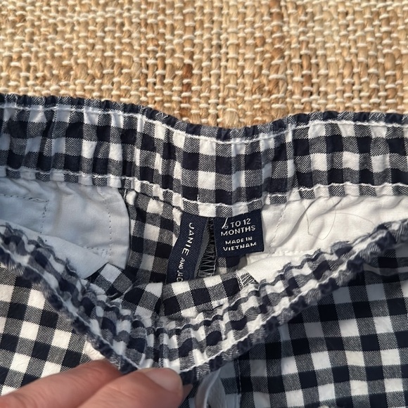 Janie and Jack Gingham Navy and White Poplin Pull on Short 6-12M - Picture 4 of 5